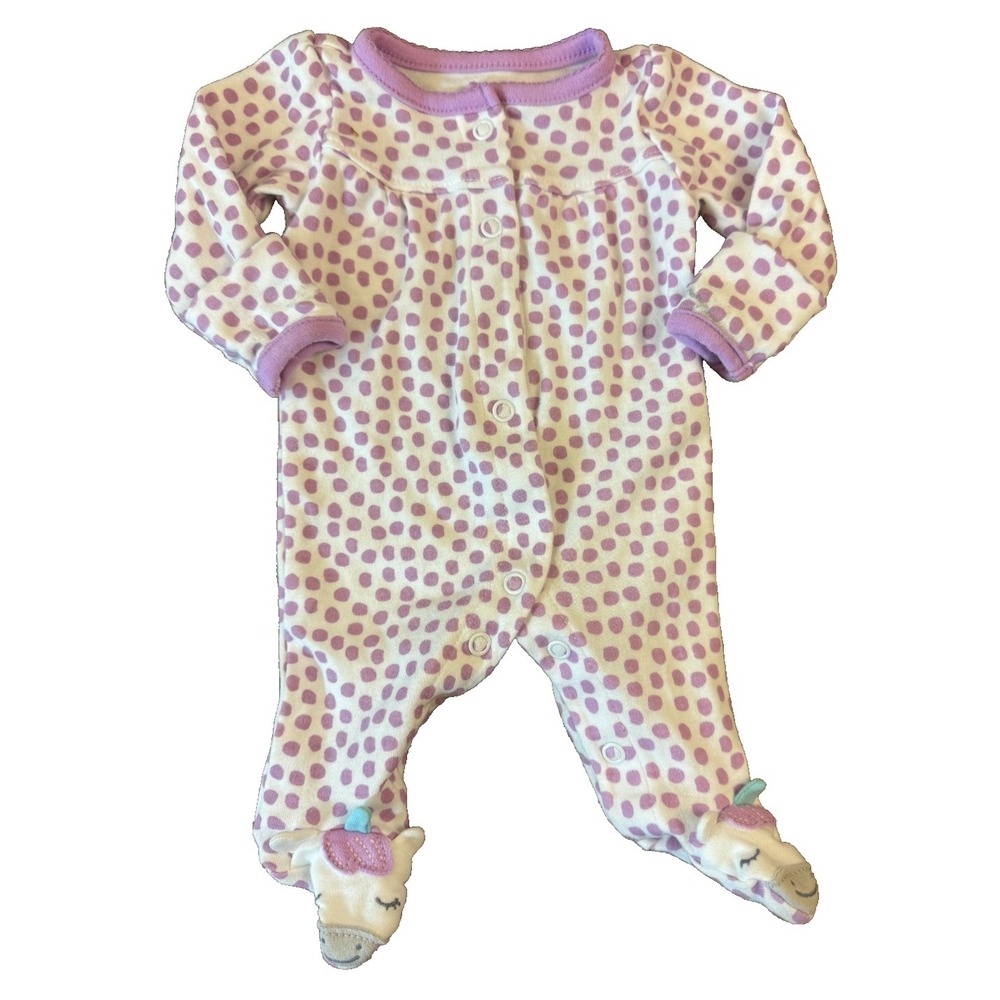 Carters Baby Sleeper Preemie Girl Unicorn Polka Dot Outfit Footie Reborn Doll